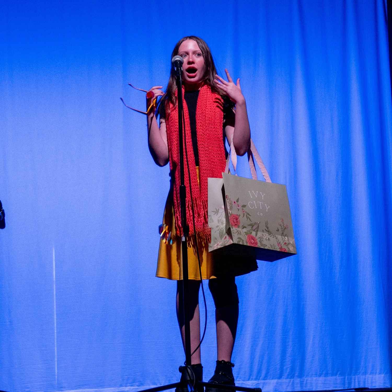 An actress on stage